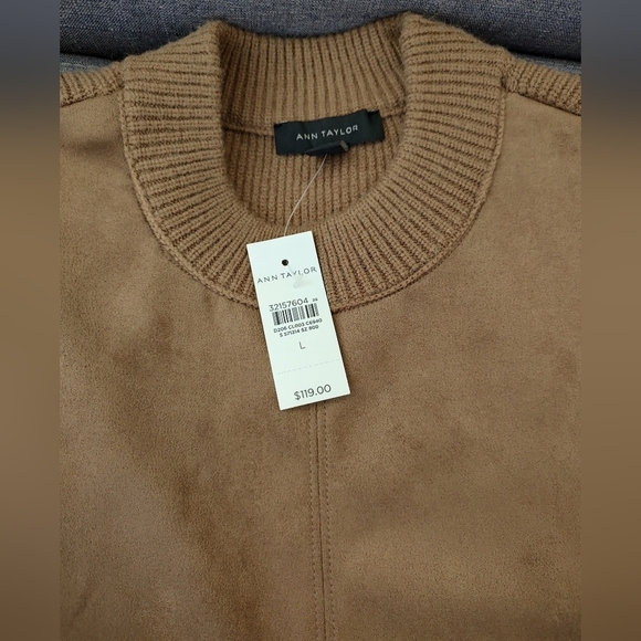 Ann Taylor Faux suede mixed media sweater Large - Picture 3 of 3